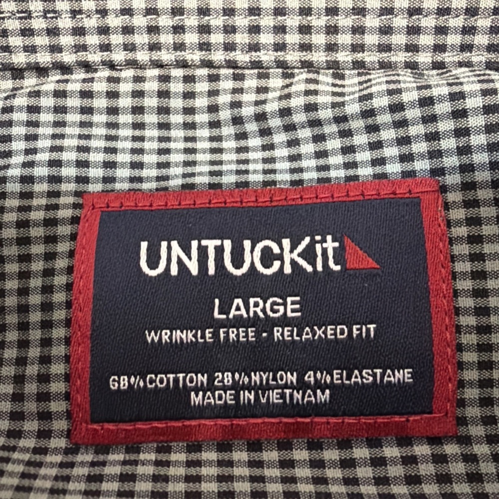 UNTUCKit Men's Large Performance Green check Button Down Shirt Stretch - Picture 3 of 5